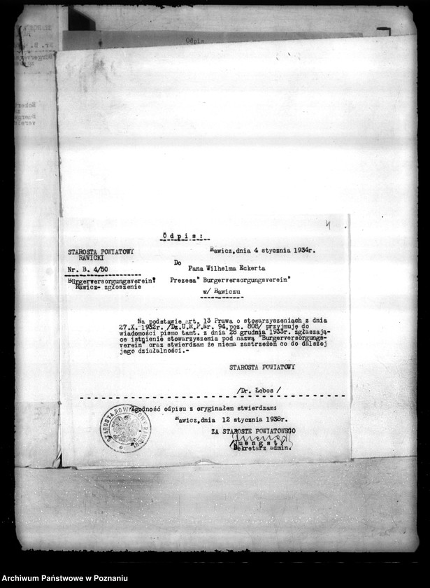 Obraz 8 z jednostki "/Burgerversorgungsverein w Rawiczu/"