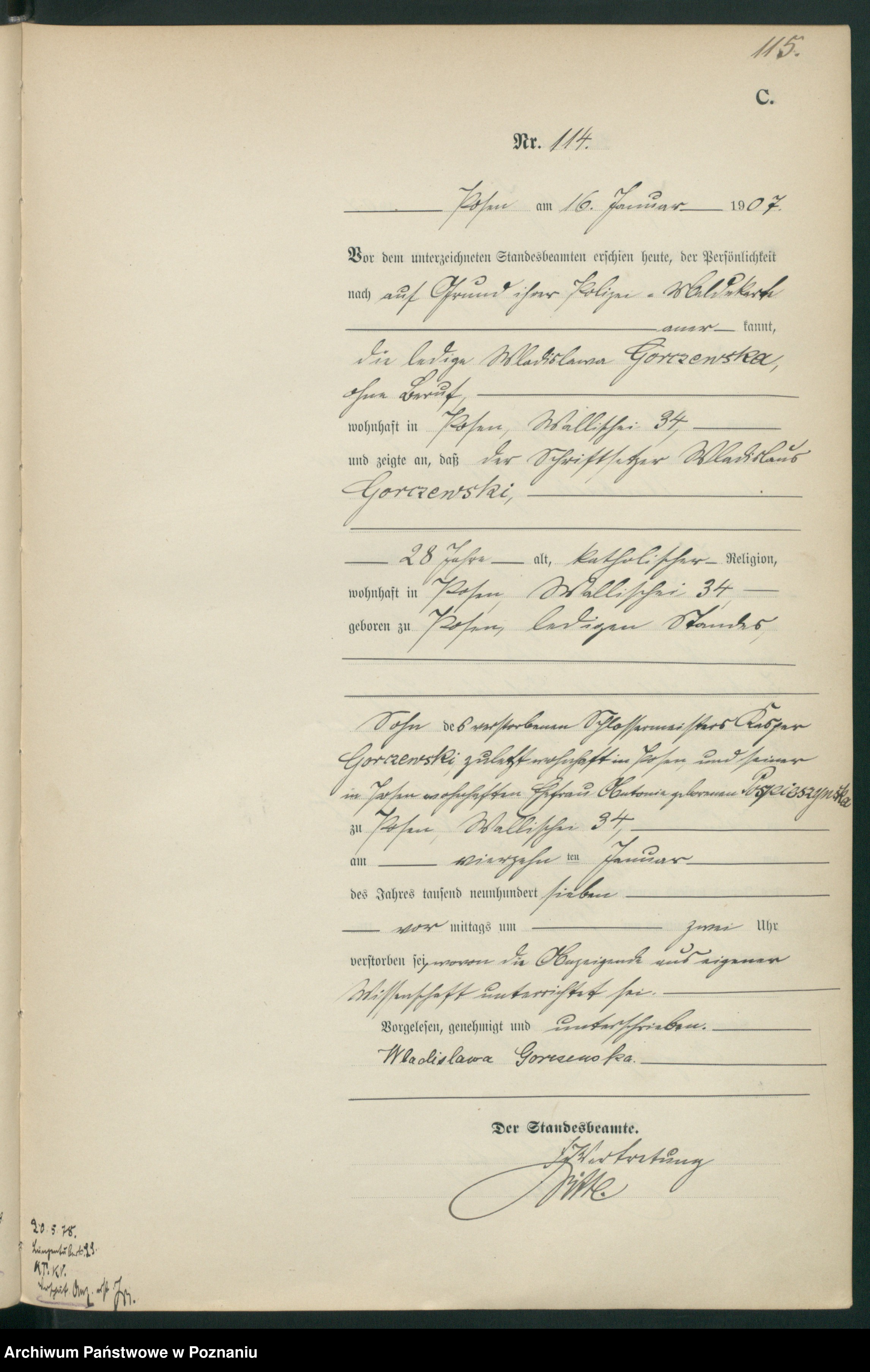 Skan z jednostki: Księga miejscowa zgonów tom I [Rejestr główny zgonów]