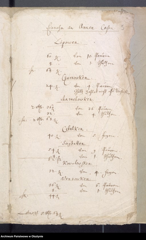 image.from.unit.number "Armen Cassen Rechnung des Widminnschen Kirchspiels"