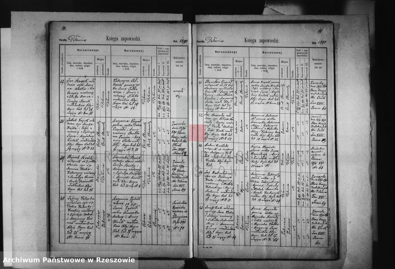 image.from.unit.number "Księga zapowiedzi , małżeństw , urodzeń i zgonów - Połomia, Baryczka, Glinik Charzewski, Glinik Zaborowski, Piekarówka i Wyżne za 1890 rok"