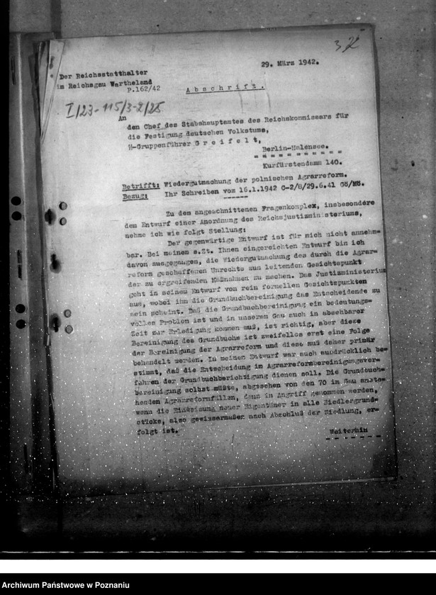 Obraz 7 z jednostki "Zarządzenie w sprawie skutków polskiej reformy rolnej"