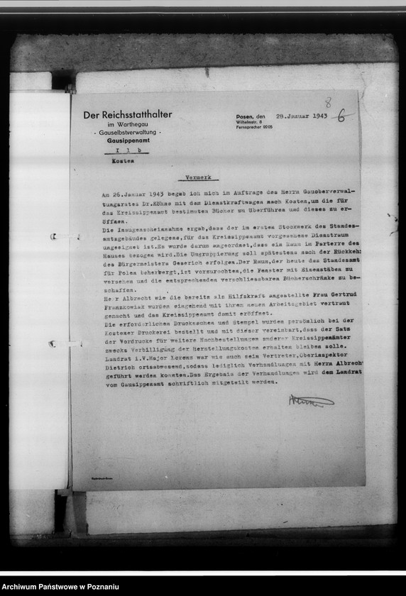 Obraz 11 z jednostki "[Korespondencja w sprawach organizacyjnych, sprawozdanie z działalności Kreissippenamt w Kościanie]"