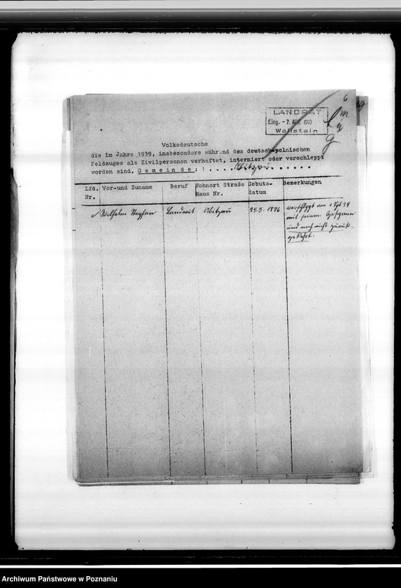 Obraz 10 z jednostki "Spisy miejscowych Niemców z powiatu wolsztyńskiego służących w wojsku polskim lub internowanych przez polskie władze"