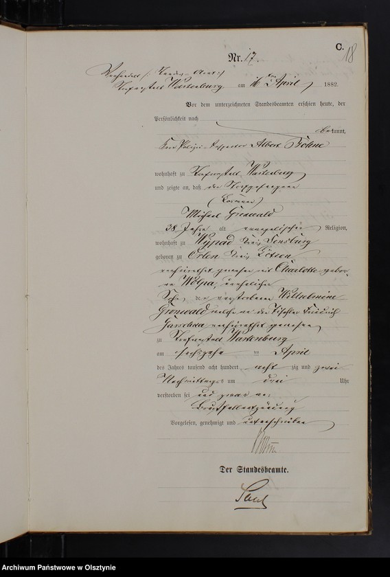 image.from.unit.number "Sterbe-Haupt-Register Nr 1 - 42"