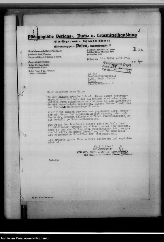 Obraz 5 z jednostki "Zeitschrift für ostdeutsche Sippenforschung [korespondencja w sprawie prospektu wydawnictwa, umowa z Wydawnictwem Pedagogicznym]"