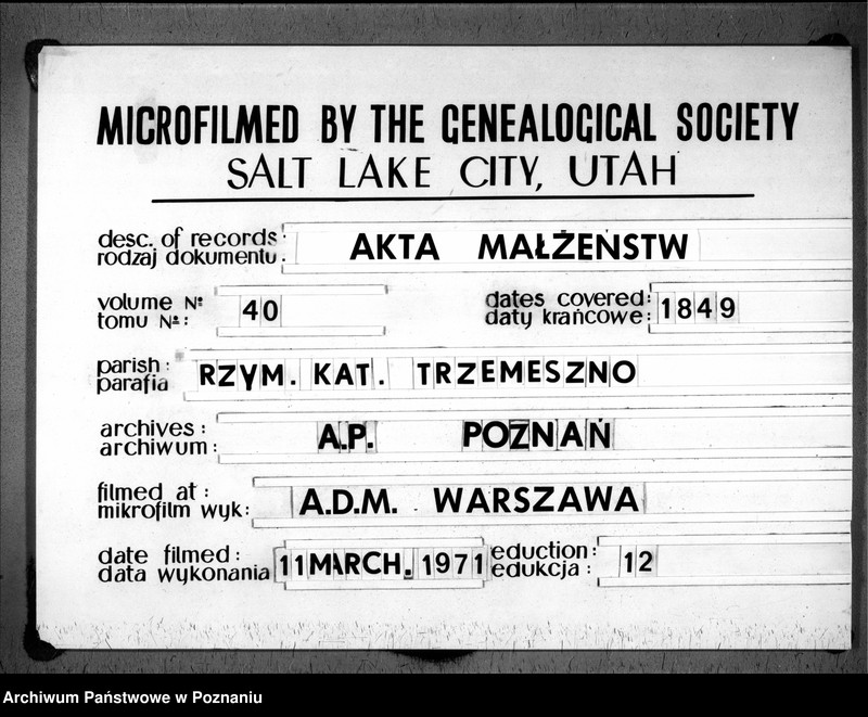 Obraz 1 z jednostki "Wykaz zaślubionych"