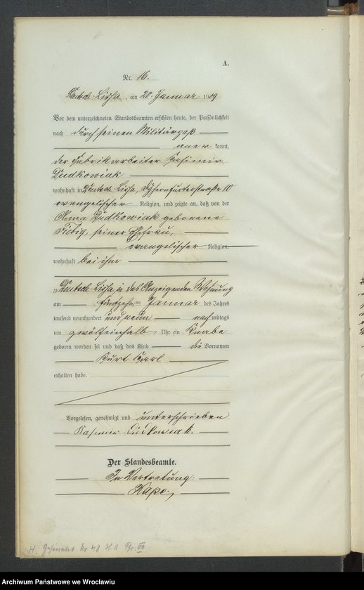 image.from.unit.number "Księga urodzeń Leśnica (Deutsch Lissa) 1909"