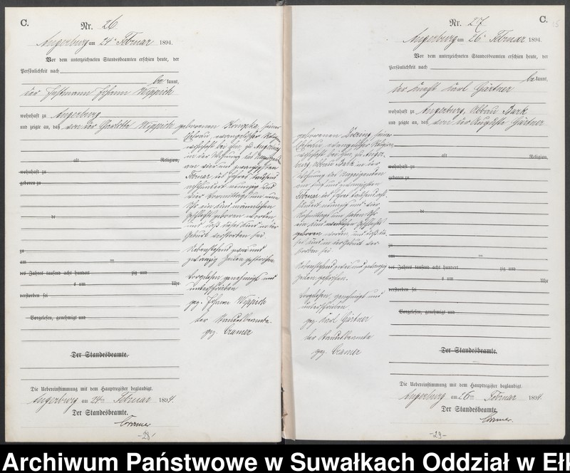 Obraz 18 z jednostki "Sterbe-Neben-Register des Preussischen Standes-Amtes Angerburg Kreis Angerburg"