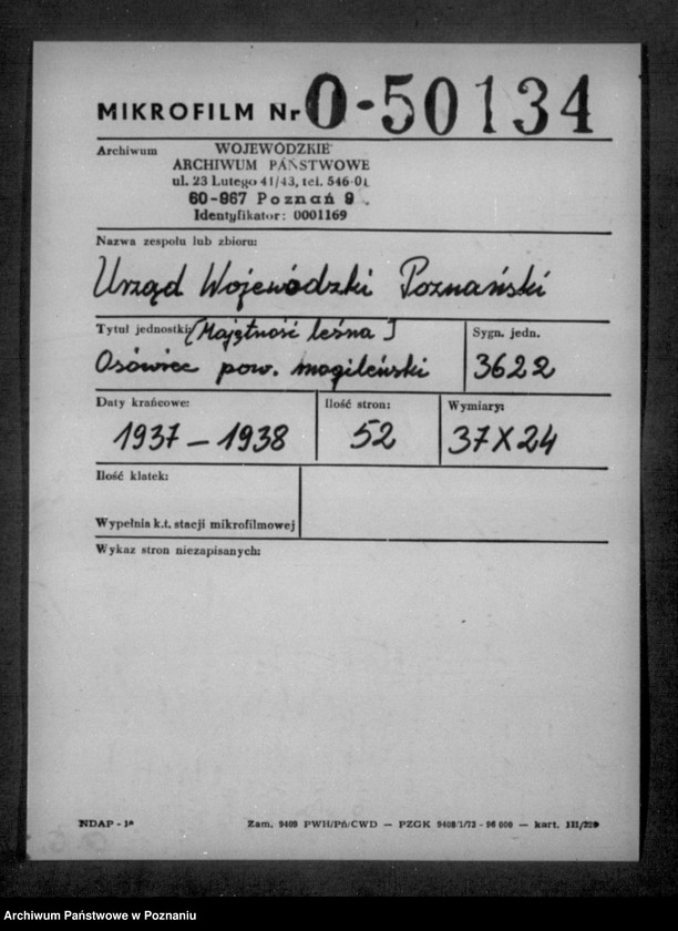 Obraz 2 z jednostki "/Majętność leśna/ Ossowiec/ powiat mogileński"