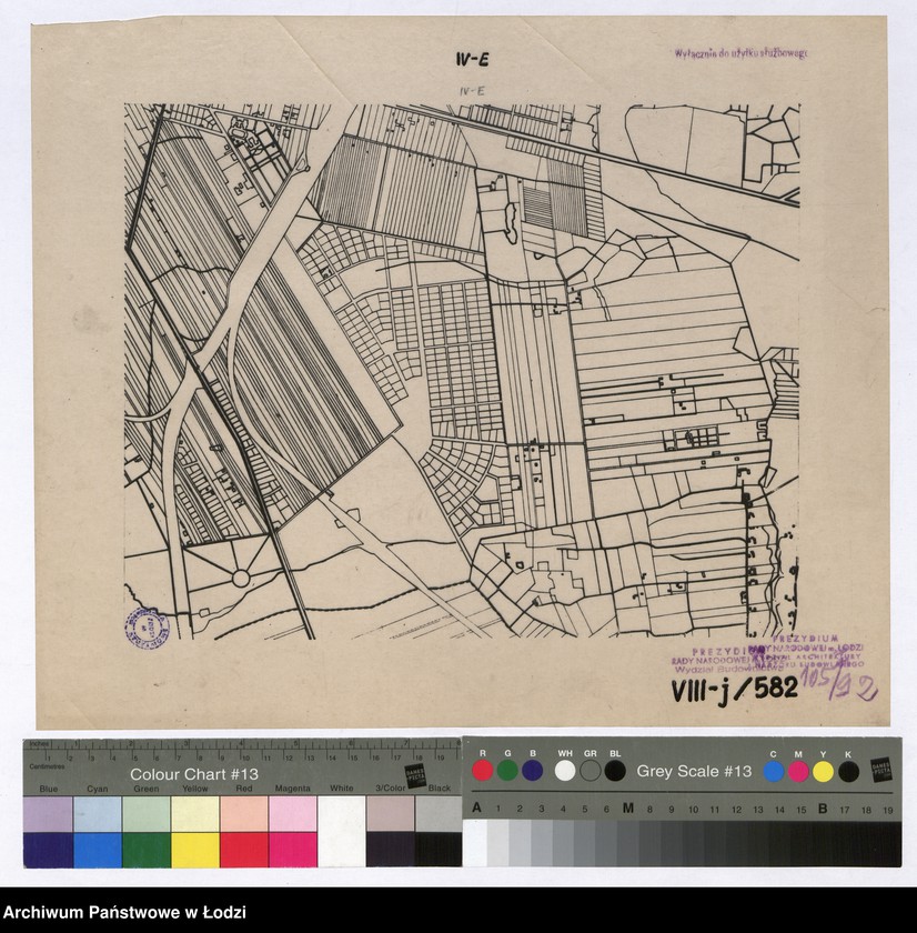 Obraz 1 z jednostki "Matryce zmniejszenia i fotograficznego planu miasta Łodzi i okolic 1:5000 na 1:10000. Sekcja IV E"