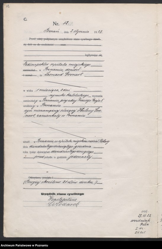 Obraz 14 z jednostki "Księga miejscowa zgonów tom I [Rejestr główny zgonów]"