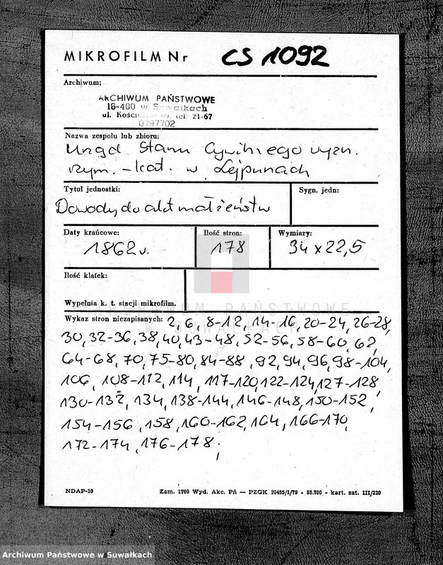 image.from.unit.number "Dowody do akt małżeństw Parafii Lejpuny z roku 1862"
