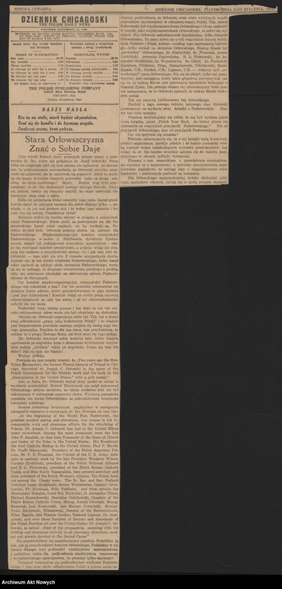 image.from.unit.number "Orłowski Józef; Załączniki: 1) wycinki prasowe; 2) list I. Paderewskiego do J. Orłowskiego (rękopis J. Orłowskiego); 3) list ks. F. Feldheima (do I. Paderewskiego?) z 21 III 1936 r. (fotokopia); 4) "Affidarit"; 5) telegram Grupy R. Chase