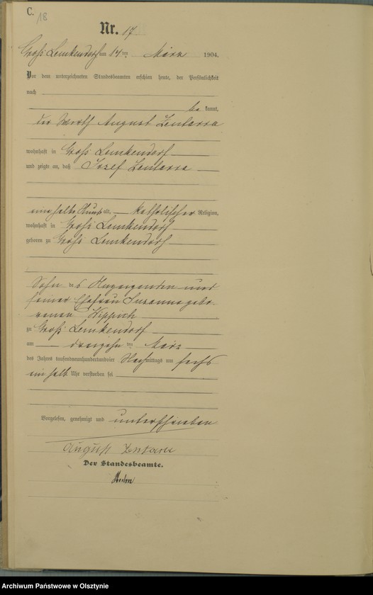 image.from.unit.number "Sterbe-Haupt-Register Nr 1 - 64"