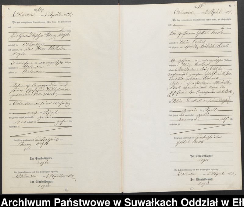 image.from.unit.number "Sterbe-Neben-Register des Preussischen Standes-Amtes Orlowen Kreis Lötzen"