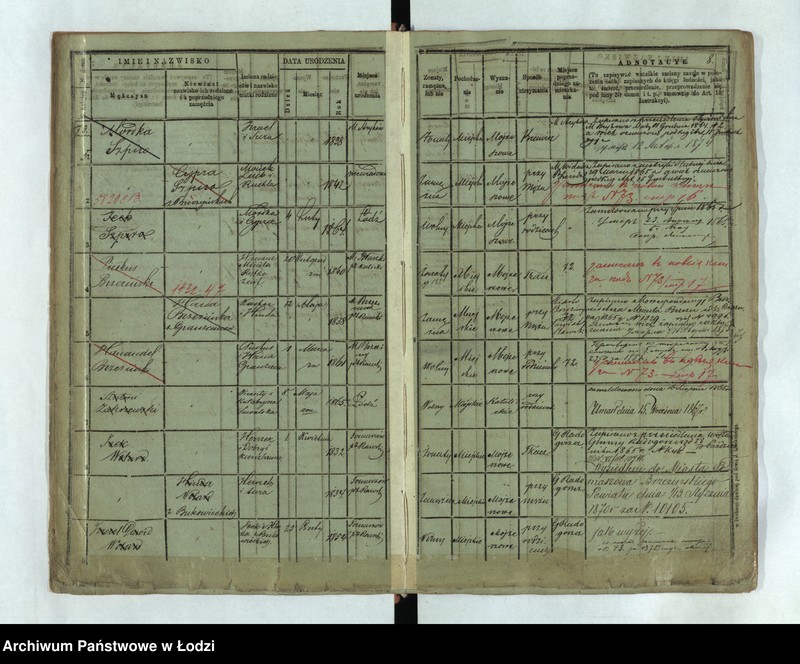 Obraz 11 z jednostki "Księga ludności stałej Łódź - cyrkuł I nr 73-120"