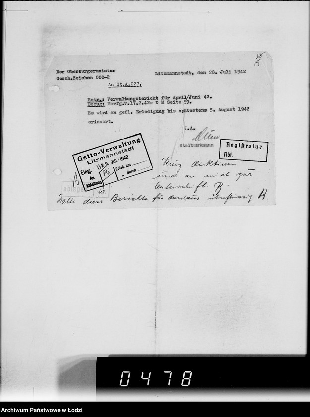 Obraz 19 z jednostki "Akten betr.Correspondenz an Hern Oberbürgermeister und Bürgermeister"