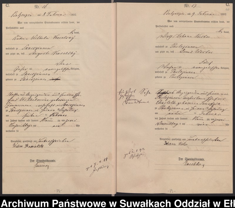 image.from.unit.number "Sterbe-Haupt-Register des Königlichen Preussischen Standes-Amtes Belzonzen Kreis Johannisburg für das Jahr 1888, 1891, 1892 Haupt-Heiraths-Register des Königlich Preussischen Standes-Amtes Belzonzen Kreis Johannisburg  Haupt-eiraths-Register des Königlich Preussischen Standes-Amtes Belzonzen Kreis Johannisburg für das Jahr 1874"