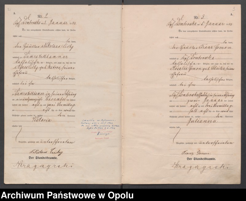 image.from.unit "Księga urodzeń Miejscowa USC Dąbr.[ówka] Dolna 1883 rok"