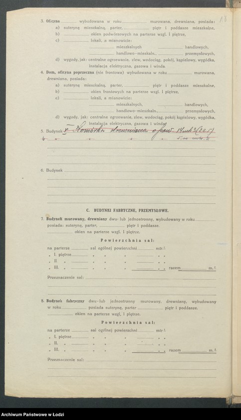 Obraz 20 z jednostki "Księga inwentarzowa nieruchomości m. Łodzi ul. Wieńcowa"