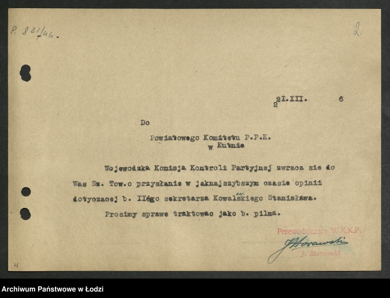 Obraz 3 z jednostki "Korespondencja z komitetami powiatowymi i miejskimi od P do Z"