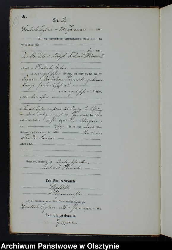 Obraz 15 z jednostki "Geburts-Neben-Register Nr 1 - 155"