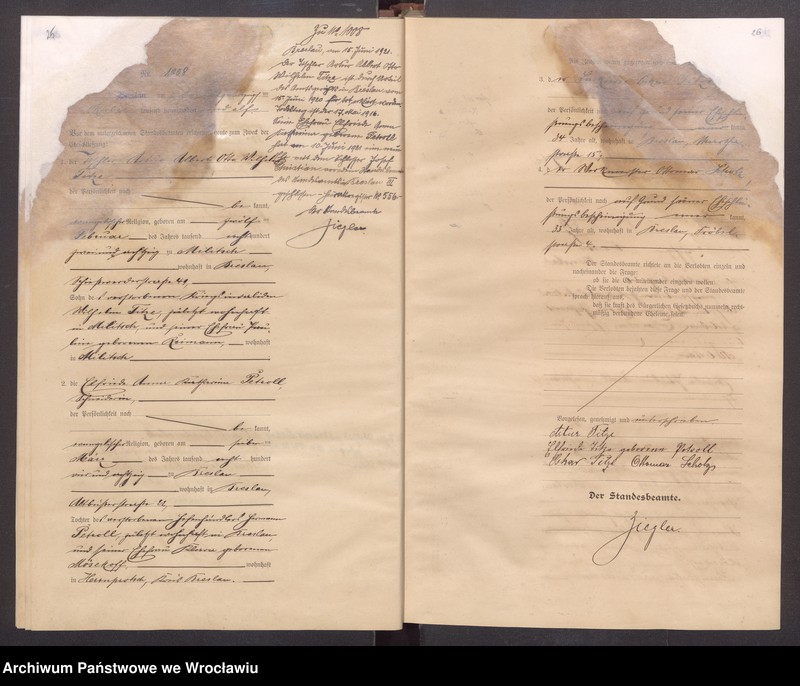 image.from.unit.number "Heiraths-Haupt-Register Breslau I 1911 Band 6"