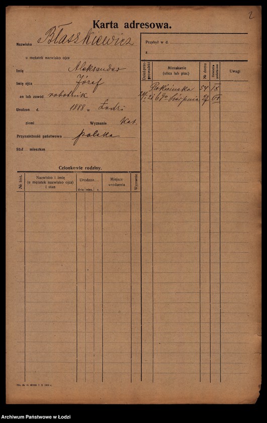 Obraz 4 z jednostki "[Spis ludności Łodzi] Błaszek - Bochenek"