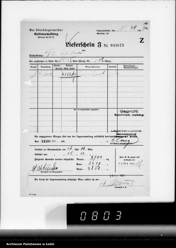 image.from.unit.number "Lebensmitteleinkauf. Aufträge, [Lieferscheinen und Rechnungen] 17526-17545. [Zamówienia i dostawa ziemiopłodów do Getta]"