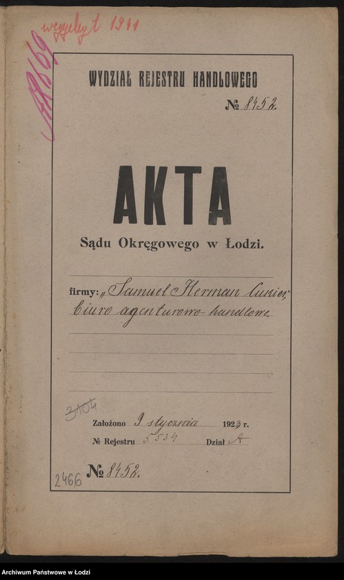 Obraz 2 z jednostki "Samuel Herman Cukier- Biuro Agneturowo-Handlowe"