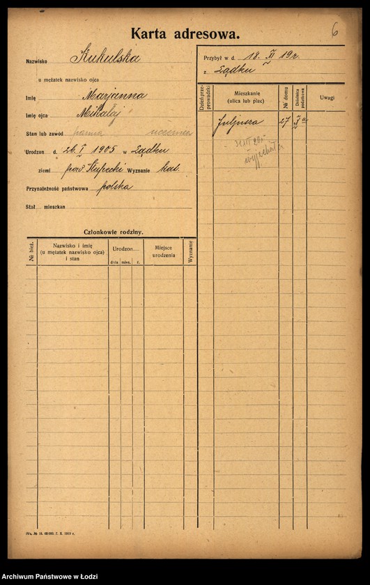 Obraz 8 z jednostki "[Spis ludności Łodzi] Kukulski - Kulik"