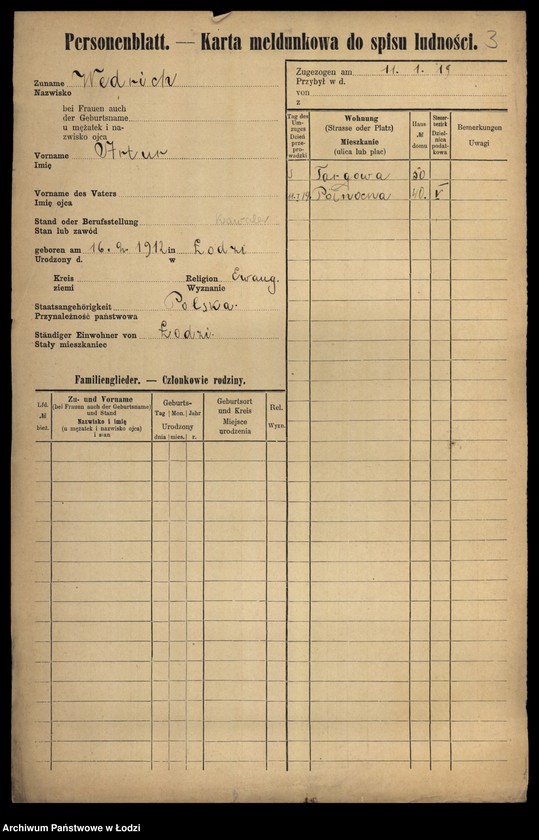 Obraz 5 z jednostki "[Spis ludności Łodzi] Wedrych - Welk"