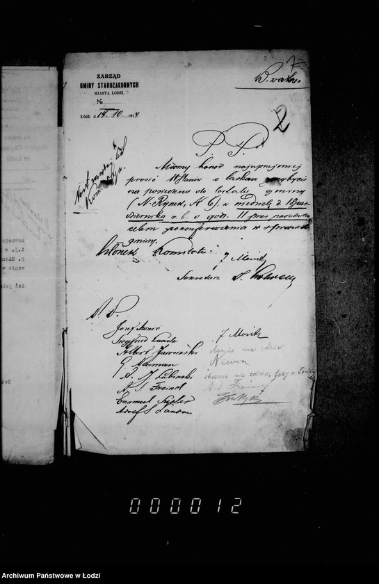 Obraz 10 z jednostki "Protokóły Zarządu Gminy Starozakonnych m. Łodzi [od 15 października 1914 r.]"