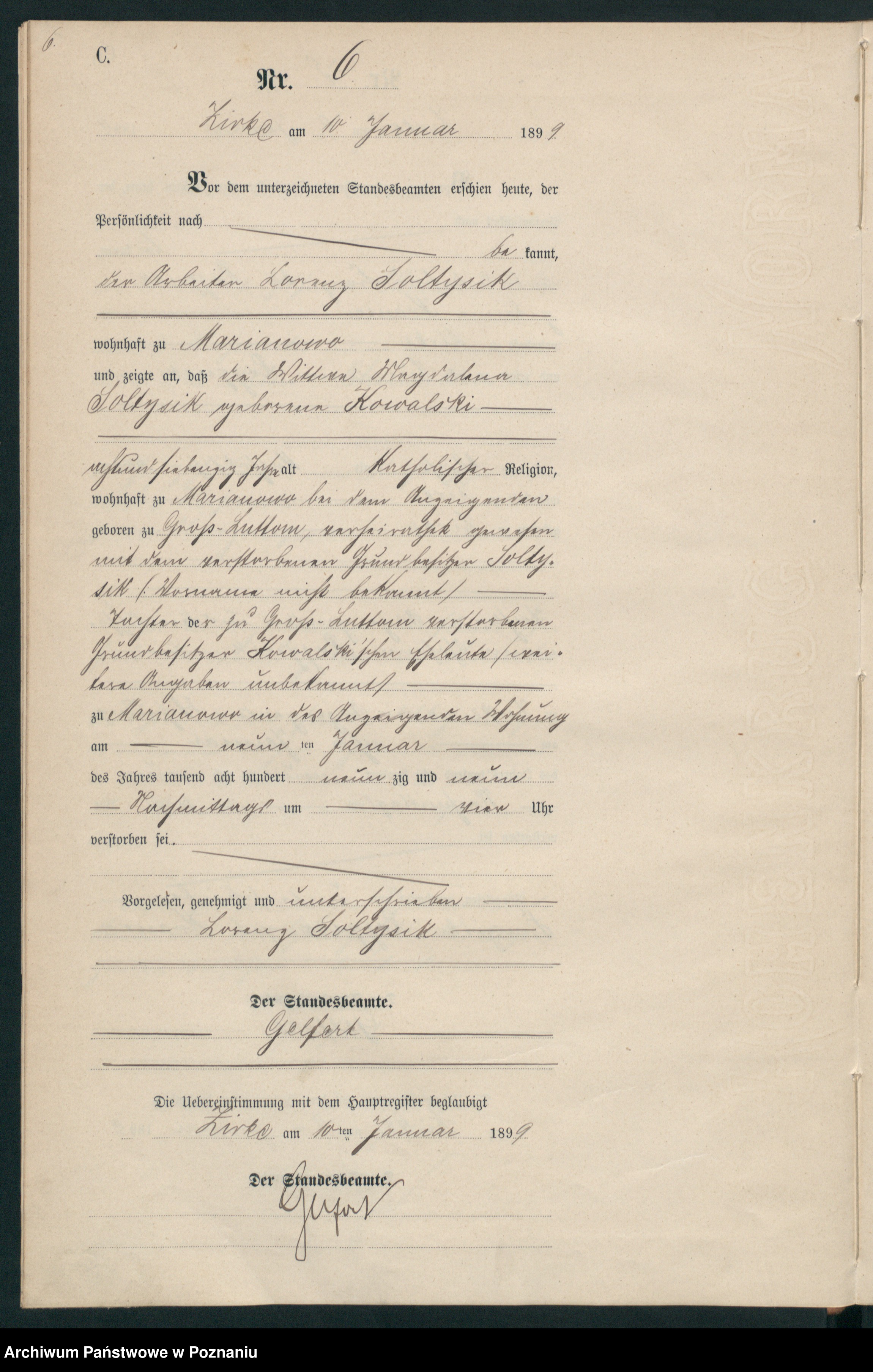 Skan z jednostki: Księga zgonów