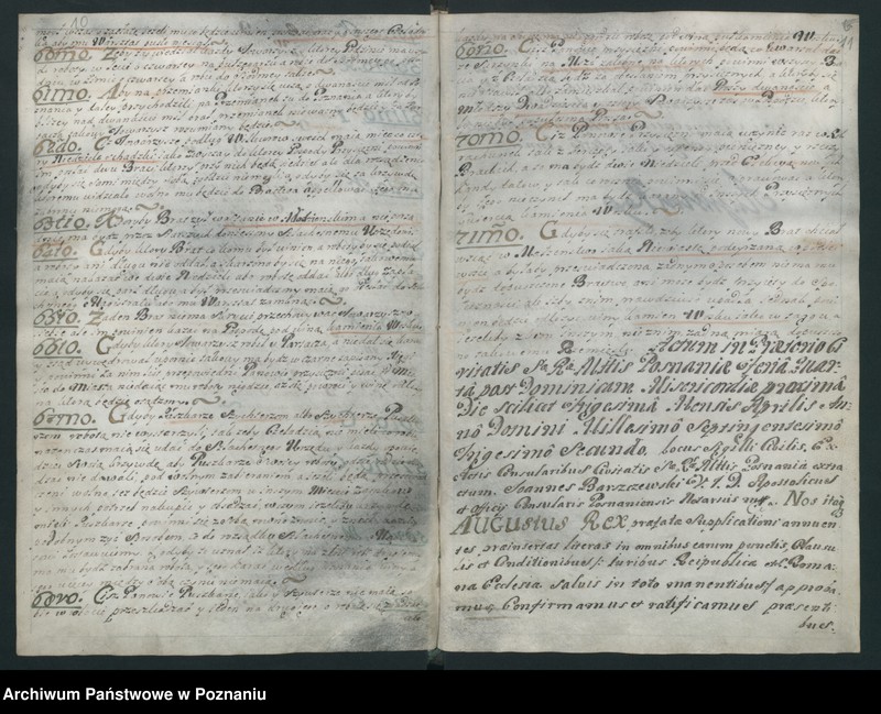 image.from.unit.number "August II (Saski), król polski … potwierdza cechowi stolarzy, tokarzy, szyfterów, organmistrzów i szklarzy w Poznaniu artykuły statutowe transumując treść"