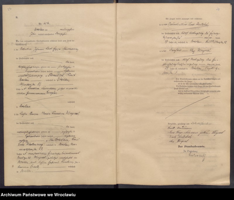 image.from.unit.number "Heiraths-Haupt-Register Breslau II 1913 Band 4"