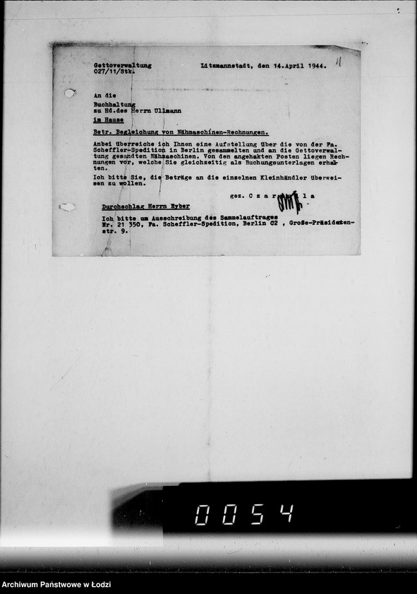 Obraz 8 z jednostki "Nähmaschinen. [Korespondencja w sprawie zakupu, transport i rachunki]"