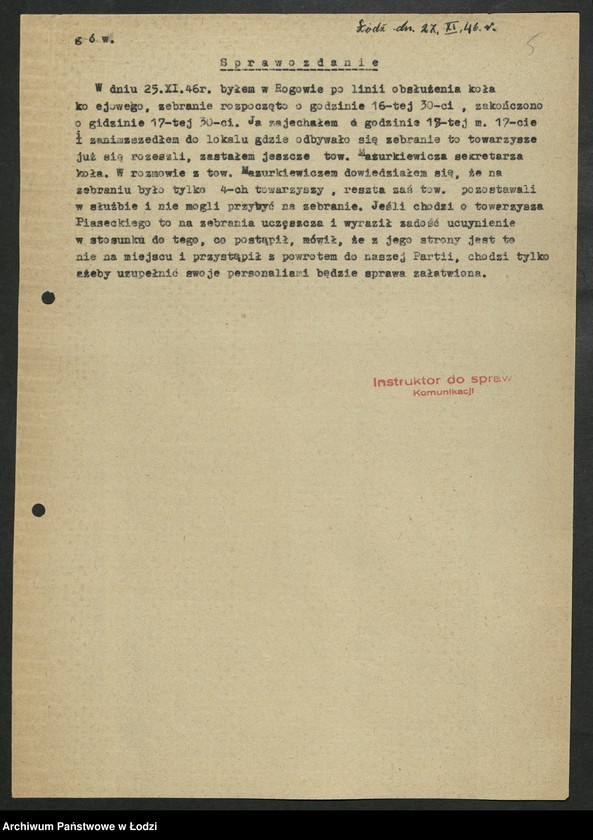 Obraz 6 z jednostki "Sprawozdania instruktorów [Wydziału] z wyjazdów w teren"