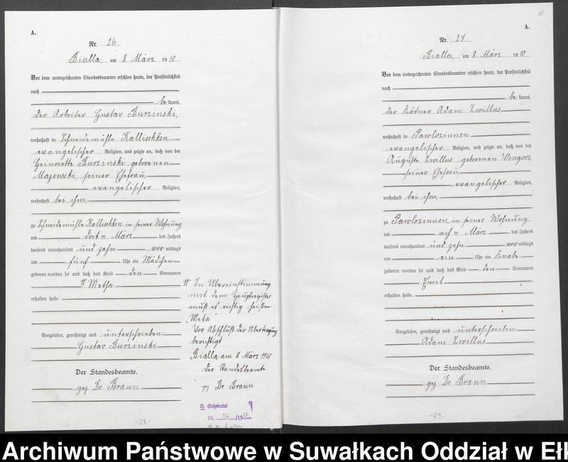 image.from.unit.number "[Geburts-Haupt-Register des Königlichen Preussischen Standes-Amtes Bialla Kreis Johannisburg]"