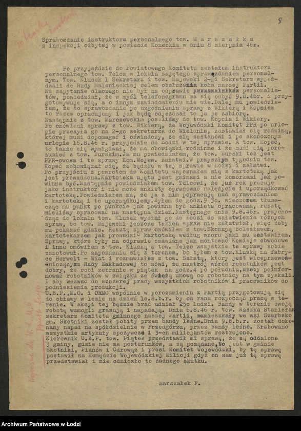 Obraz 9 z jednostki "Sprawozdania instruktorów [Wydziału] z pobytu w terenie"