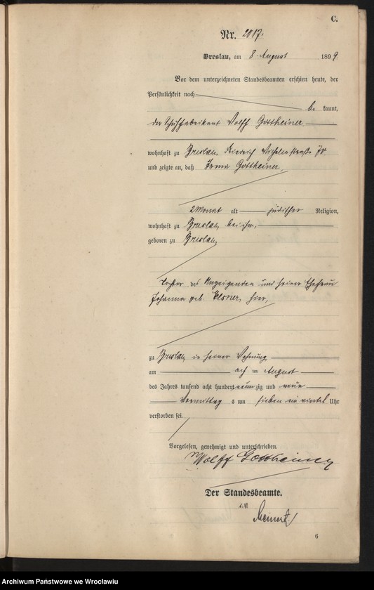 image.from.unit.number "Sterbe-Haupt-Register Breslau I 1899 Band 6"