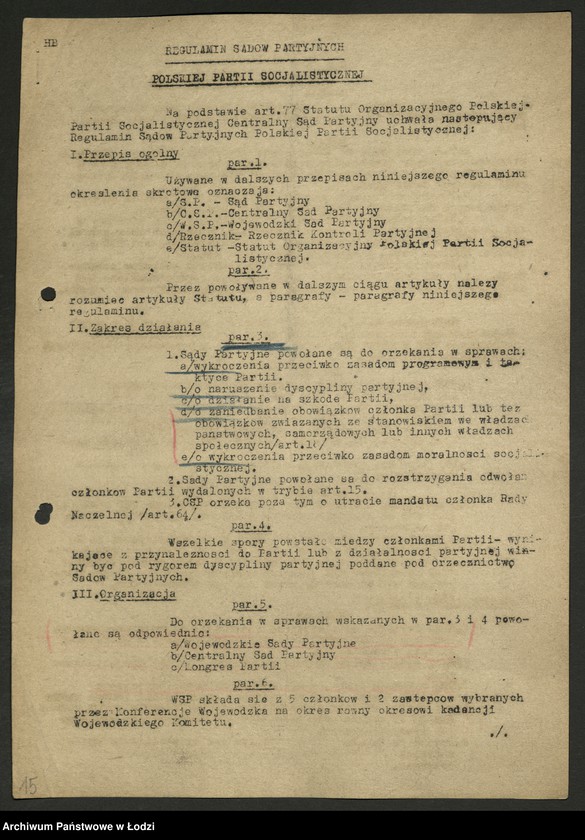 Obraz 13 z jednostki "Regulaminy Rzecznika oraz Komisji Kontroli Partyjnej i Sądu Partyjnego"