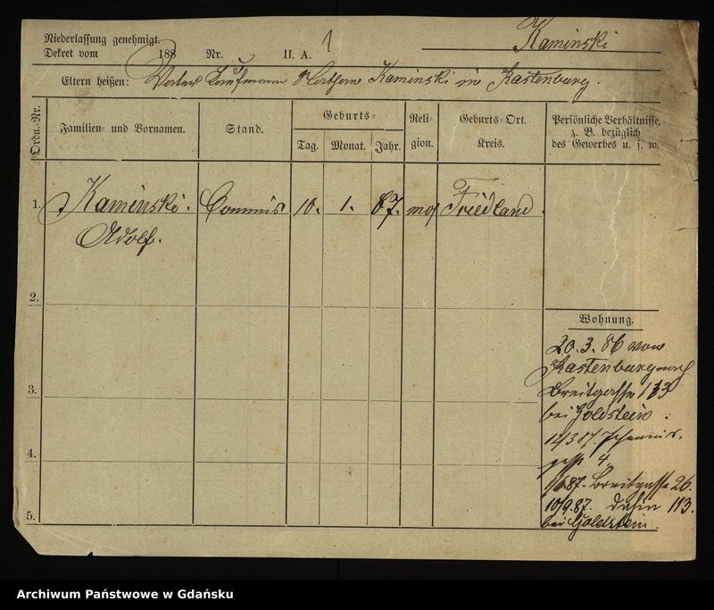 image.from.unit.number "Karty meldunkowe: Kaminski Adolf - Kaminski Hugo"