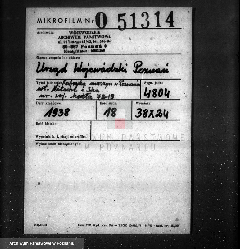 Obraz 2 z jednostki "Fabryka maszyn w Poznaniu własność Ntsche i ska nr woj. 7219"