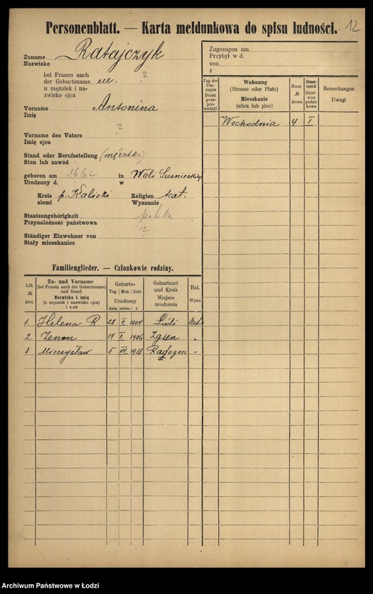 image.from.unit.number "[Spis ludności Łodzi] Ratajczyk-Ratke"