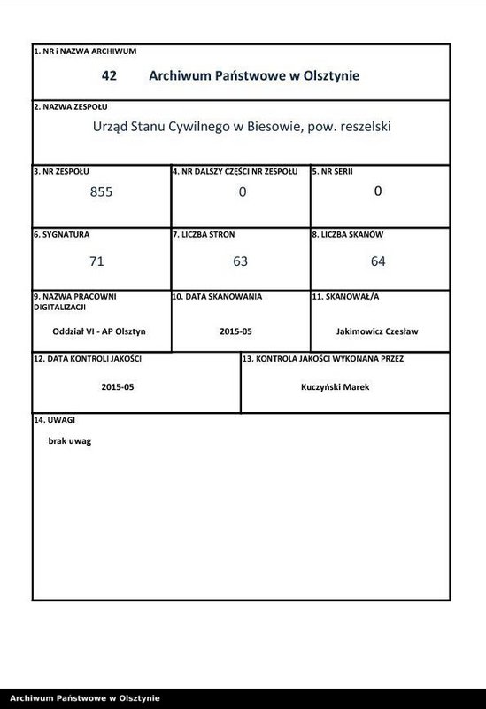 Obraz 1 z jednostki "Sterbe-Neben-Register Nr 1 - 61"