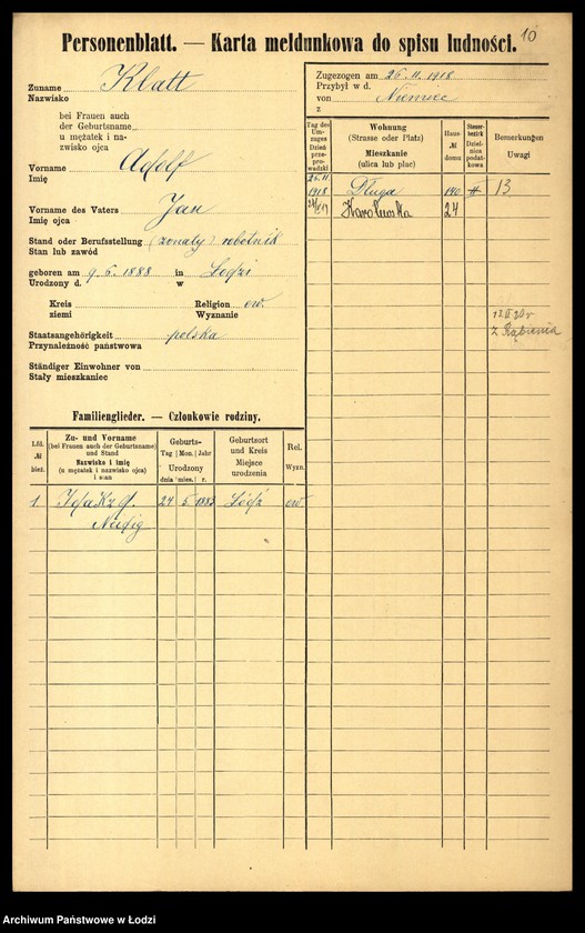 Obraz 12 z jednostki "[Spis ludności Łodzi] Klarowski - Klekotek"