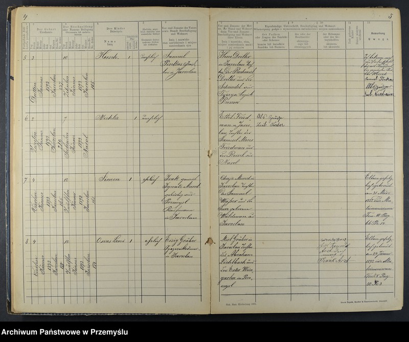 image.from.unit.number "Geburtsbuch des Isr.[aelitischen] Matriken-Bezirkes Jaroslau 1893"