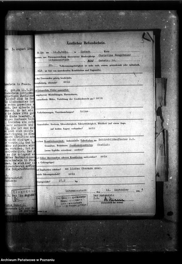 Obraz 7 z jednostki "[Akta personalne wychowanka Christine Neugebauer, ur. 11 V 1934]."