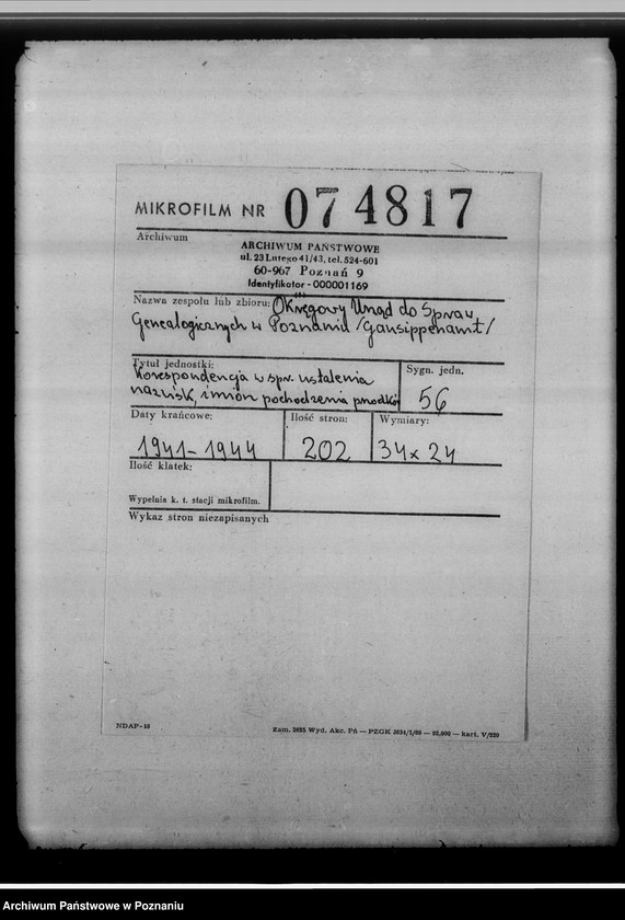 Obraz 2 z jednostki "[Korespondencja w sprawie ustalenia nazwisk, imion, pochodzenia przodków]"